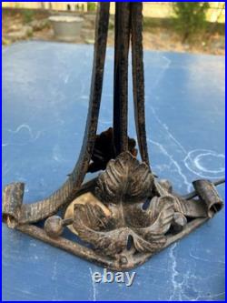 Lampe ART DECO PIED FER FORGE Tulipe HETTIER & VINCENT signée