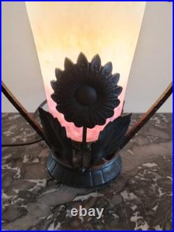 Lampe ART DECO SCHNEIDER PIED Fer Forgé LAMPE de chevet / de bureau