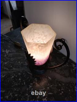 Lampe ART DECO SCHNEIDER PIED Fer Forgé LAMPE de chevet / de bureau Lampe ART DECO SCHNEIDER PIED Fer Forgé LAMPE de chevet / de bureau