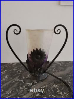 Lampe ART DECO SCHNEIDER PIED Fer Forgé LAMPE de chevet / de bureau