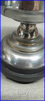 Lampe ART DECO Verre Moulé Dépoli Socle laiton Nickelé