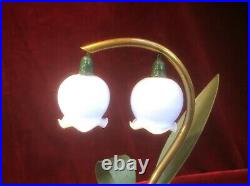 Lampe ART DECO brin de muguet 31cm Laiton Céramique Clochettes opaline Luminaire