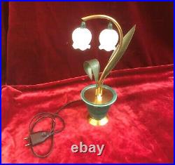 Lampe ART DECO brin de muguet 31cm Laiton Céramique Clochettes opaline Luminaire