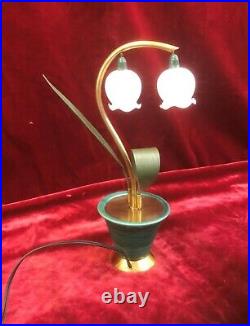 Lampe ART DECO brin de muguet 31cm Laiton Céramique Clochettes opaline Luminaire