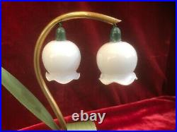 Lampe ART DECO brin de muguet 31cm Laiton Céramique Clochettes opaline Luminaire