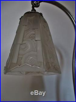 Lampe ART DÉCO en bronze nickelé signé Charles Ranc et Hettier & Vincent 1925