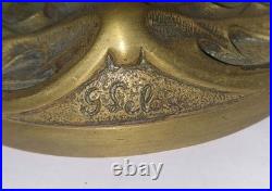 Lampe A Petrole Bronze Art Deco Georges Leleu Signée Décor Chardon