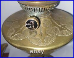 Lampe A Petrole Bronze Art Deco Georges Leleu Signée Décor Chardon