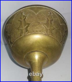 Lampe A Petrole Bronze Art Deco Georges Leleu Signée Décor Chardon