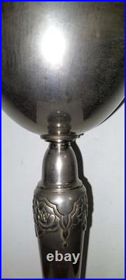 Lampe A Pétrole Moderne Tito Landi Titus Rare Pied Fleuri Art Deco Dilecta