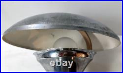Lampe A Poser Champignon Montage Metal Chrome Bague Bois Design 1930/40