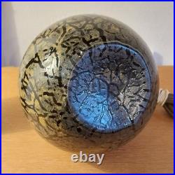 Lampe A Poser De Forme Boule En Verre Eglomise Noir Et Or / Art Deco