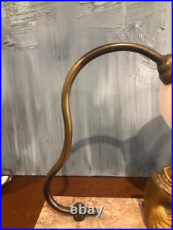 Lampe A Poser En Régule Doré Et Base Marbre Rose, Colombine Art Déco