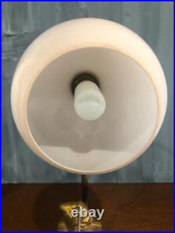 Lampe A Poser En Régule Doré Et Base Marbre Rose, Colombine Art Déco