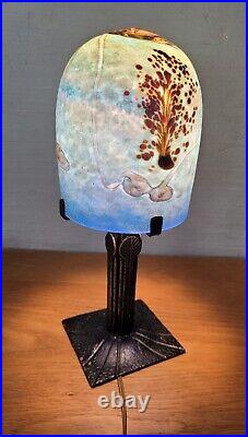 Lampe A Poser Globe Méduse Pied Fer Forgé Art-deco