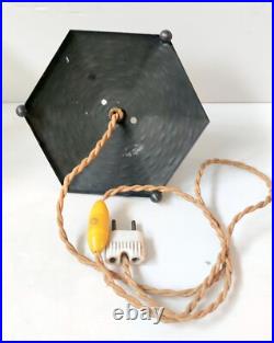 Lampe A Poser Globe Verre Depoli Montage Metal Noir Martele Art Deco