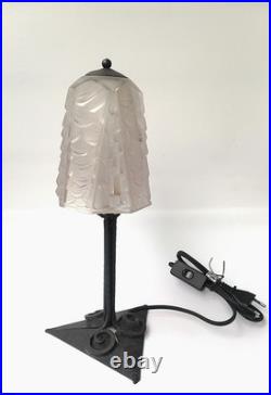 Lampe Art Déco André Neut & Charles Schneider en fer forgé et verre