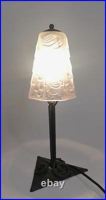 Lampe Art Déco André Neut & Charles Schneider en fer forgé et verre