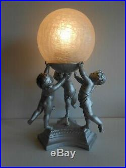 Lampe Art Deco Aux Angelots / Anges / Putti / Lamp Angel Light