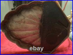 Lampe Art Deco Bronze Argenté + Pate Verre Pressé Degue. Lamp French