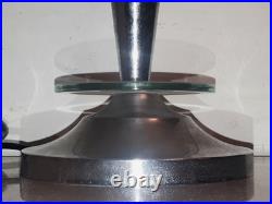 Lampe Art Deco Cornet Reflecteur Alu Pied Chromé Cercle De Verre Vers 35/40