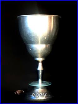 Lampe Art Deco Cornet Reflecteur Alu Pied Chromé Cercle De Verre Vers 35/40