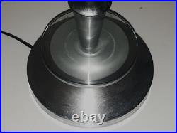 Lampe Art Deco Cornet Reflecteur Alu Pied Chromé Cercle De Verre Vers 35/40