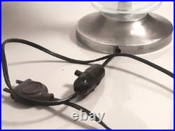 Lampe Art Deco Cornet Reflecteur Alu Pied Chromé Cercle De Verre Vers 35/40