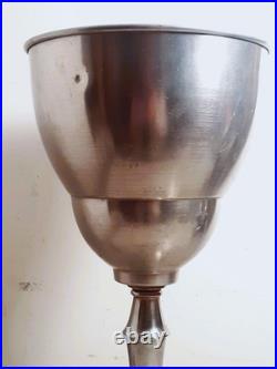 Lampe Art Deco Cornet Reflecteur Alu Pied Chromé Cercle De Verre Vers 35/40