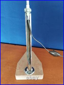 Lampe Art Deco De Notaire A Bras Coulissant Inclinable En Metal Chrome Et Marbre