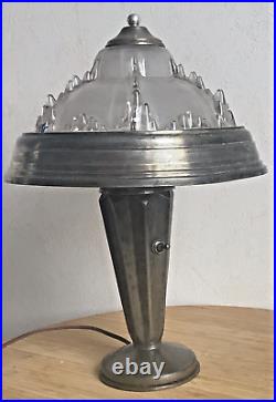 Lampe Art Déco EZAN / B-L. Métal Nickelé