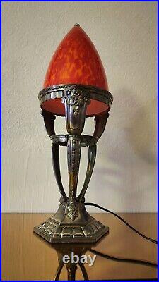 Lampe Art Déco En Métal Argenté Orfèvrerie 1930