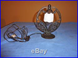 Lampe Art Deco Fer Forge Abat Jour Lithophanie Old Lamp Veilleuse 1930 Lampara