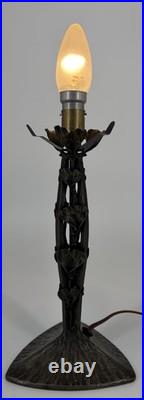 Lampe Art Déco Fer Forgé Henry Fournier HF Ginkgo Biloba Pied Lampe 1930