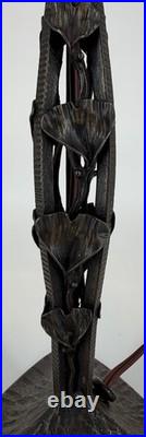 Lampe Art Déco Fer Forgé Henry Fournier HF Ginkgo Biloba Pied Lampe 1930
