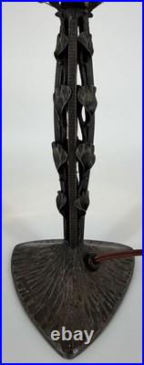 Lampe Art Déco Fer Forgé Henry Fournier HF Ginkgo Biloba Pied Lampe 1930
