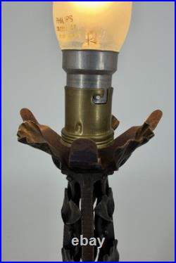 Lampe Art Déco Fer Forgé Henry Fournier HF Ginkgo Biloba Pied Lampe 1930