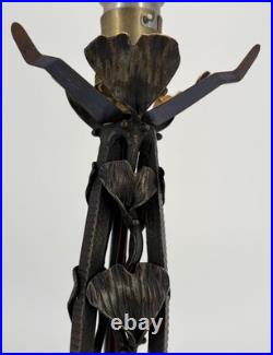 Lampe Art Déco Fer Forgé Henry Fournier HF Ginkgo Biloba Pied Lampe 1930
