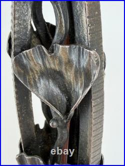 Lampe Art Déco Fer Forgé Henry Fournier HF Ginkgo Biloba Pied Lampe 1930