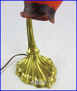 Lampe Art Deco Gil Pâte de verre sur bronze doré École de Nancy