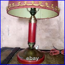 Lampe Art Déco Laiton et bois rouge