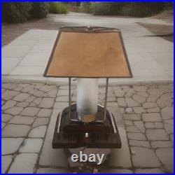 Lampe Art Déco, Macassar, Parchemin, Métal Chromé, Jacques Emile Ruhlmann