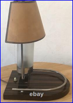 Lampe Art Déco, Macassar, Parchemin, Métal Chromé, Jacques Emile Ruhlmann