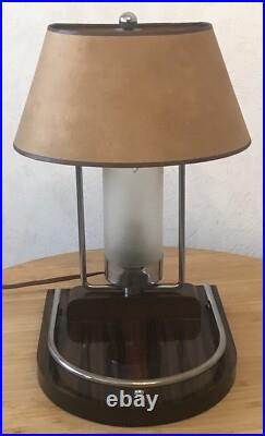 Lampe Art Déco, Macassar, Parchemin, Métal Chromé, Jacques Emile Ruhlmann