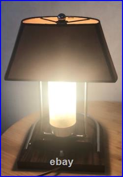 Lampe Art Déco, Macassar, Parchemin, Métal Chromé, Jacques Emile Ruhlmann