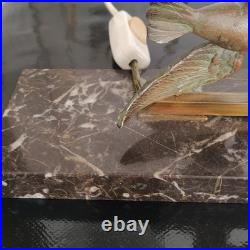 Lampe Art Déco Oiseaux Marbre Et Opaline