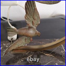 Lampe Art Déco Oiseaux Marbre Et Opaline