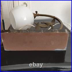 Lampe Art Déco Oiseaux Marbre Et Opaline