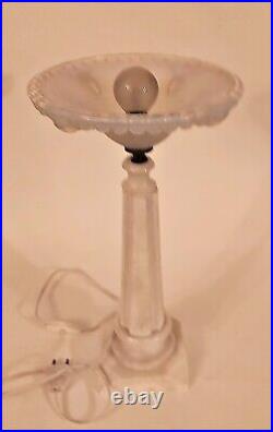Lampe Art Deco Pied Colonne Marbre Blanc Pate Verre Opalescente Ezan Sabino