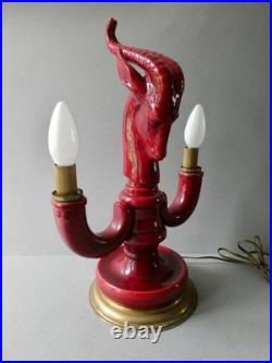 Lampe Art Deco, antilope signée de Paul Milet Sèvres Made in France, années 30